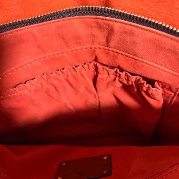 NWOT Patricia Nash “Broncos” Leather Zorita Tool Vibrant Orange Embossed Satchel - Picture 12 of 15